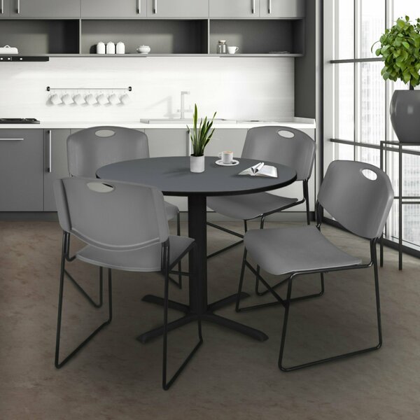 Cain Round Tables > Breakroom Tables > Cain Round Table & Chair Sets, 42 W, 42 L, 29 H, Grey TB42RNDGY44GY